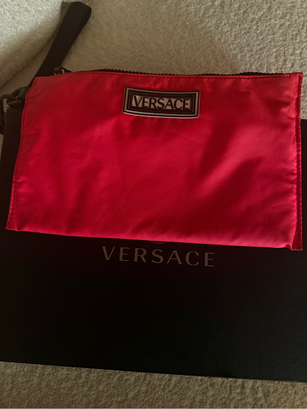 Versace Neon Pink Nylon Wristlet Clutch Pouch with Box – Made in Italy - Picture 3 of 5